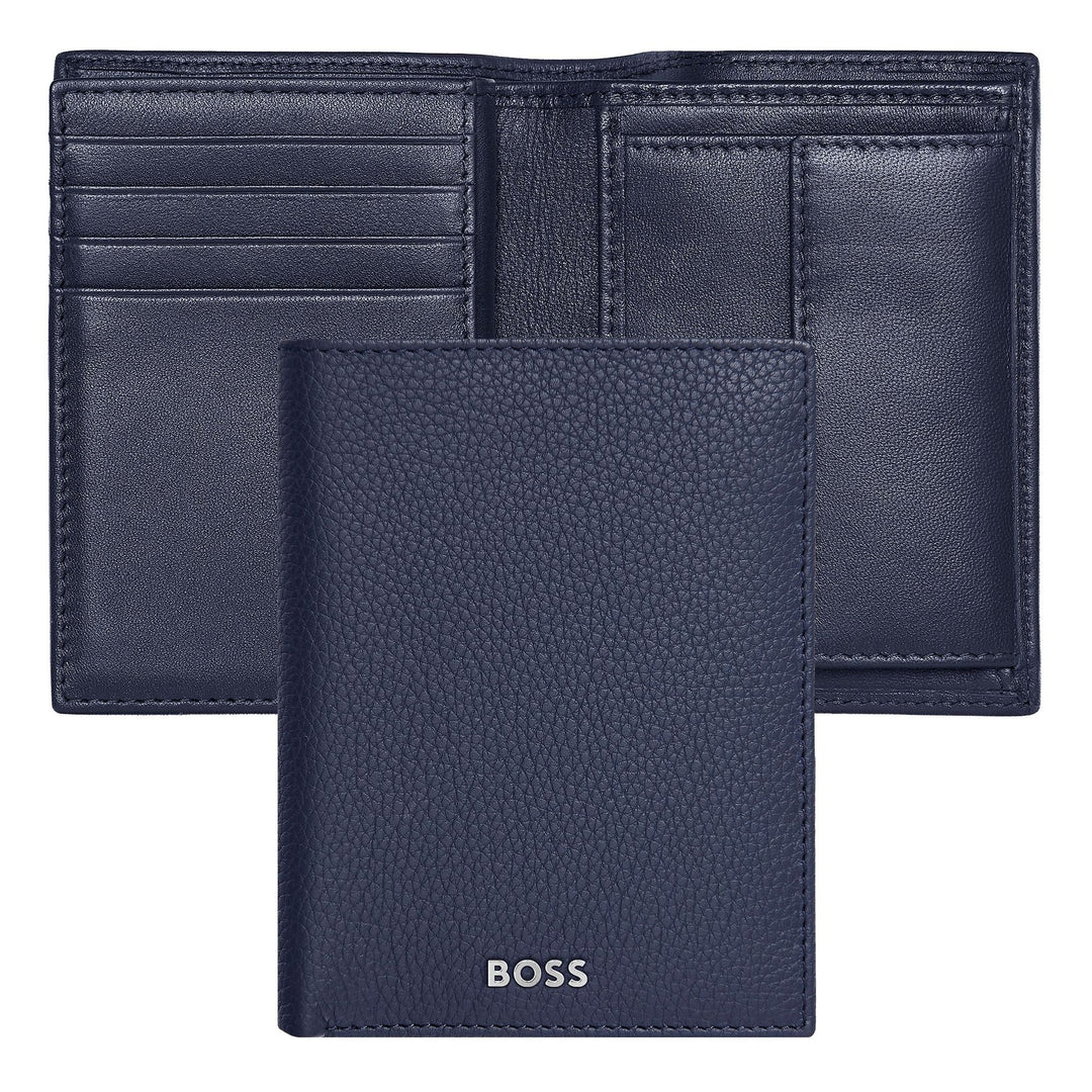 Hugo Boss kortholder med klap og pengelomme Classic Grained Navy HLG416N