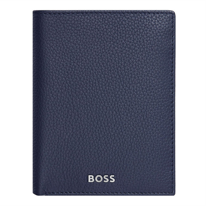 Hugo Boss kortholder med klap og pengelomme Classic Grained Navy HLG416N