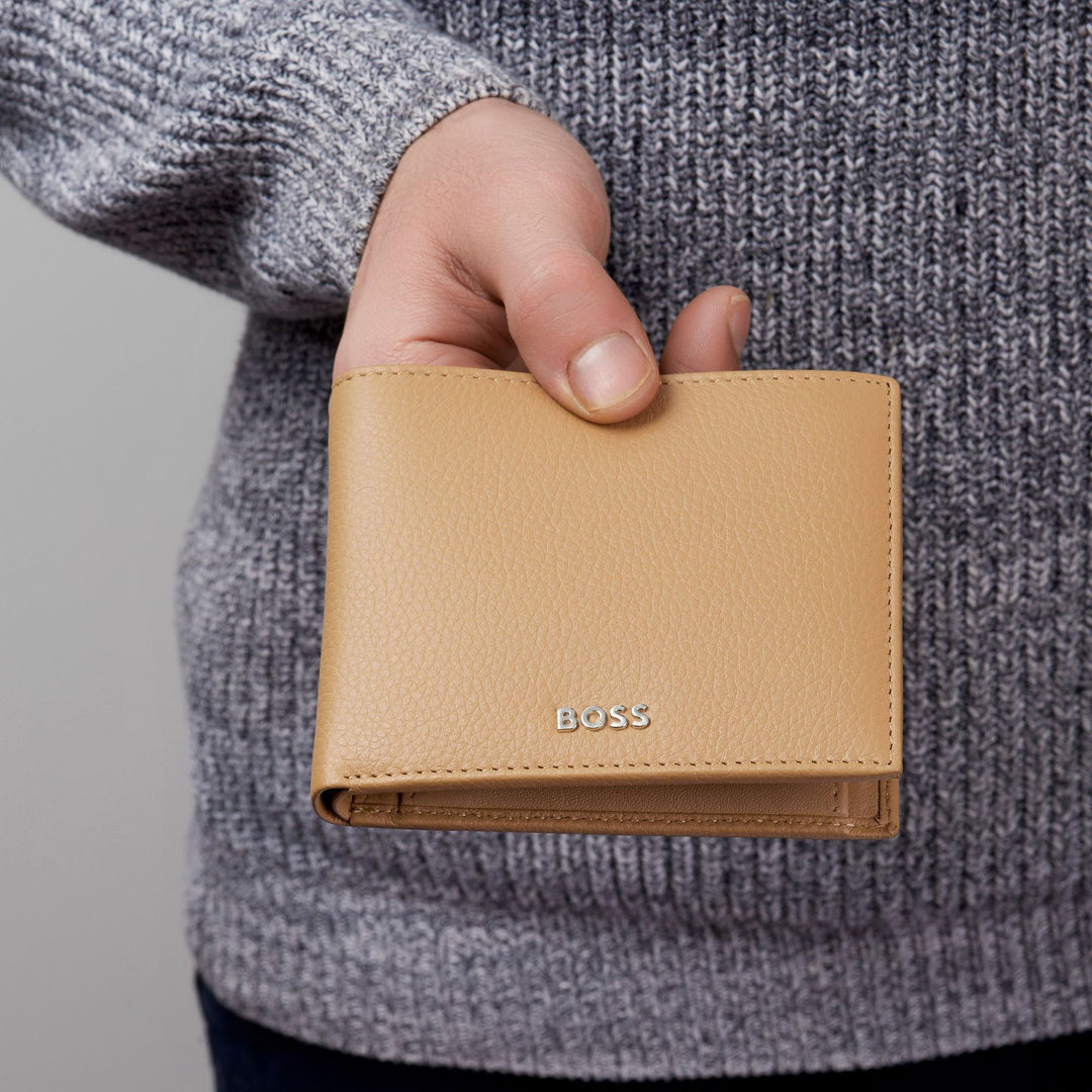Hugo Boss klassische granulierte Kamelgeldbörse HLM416X