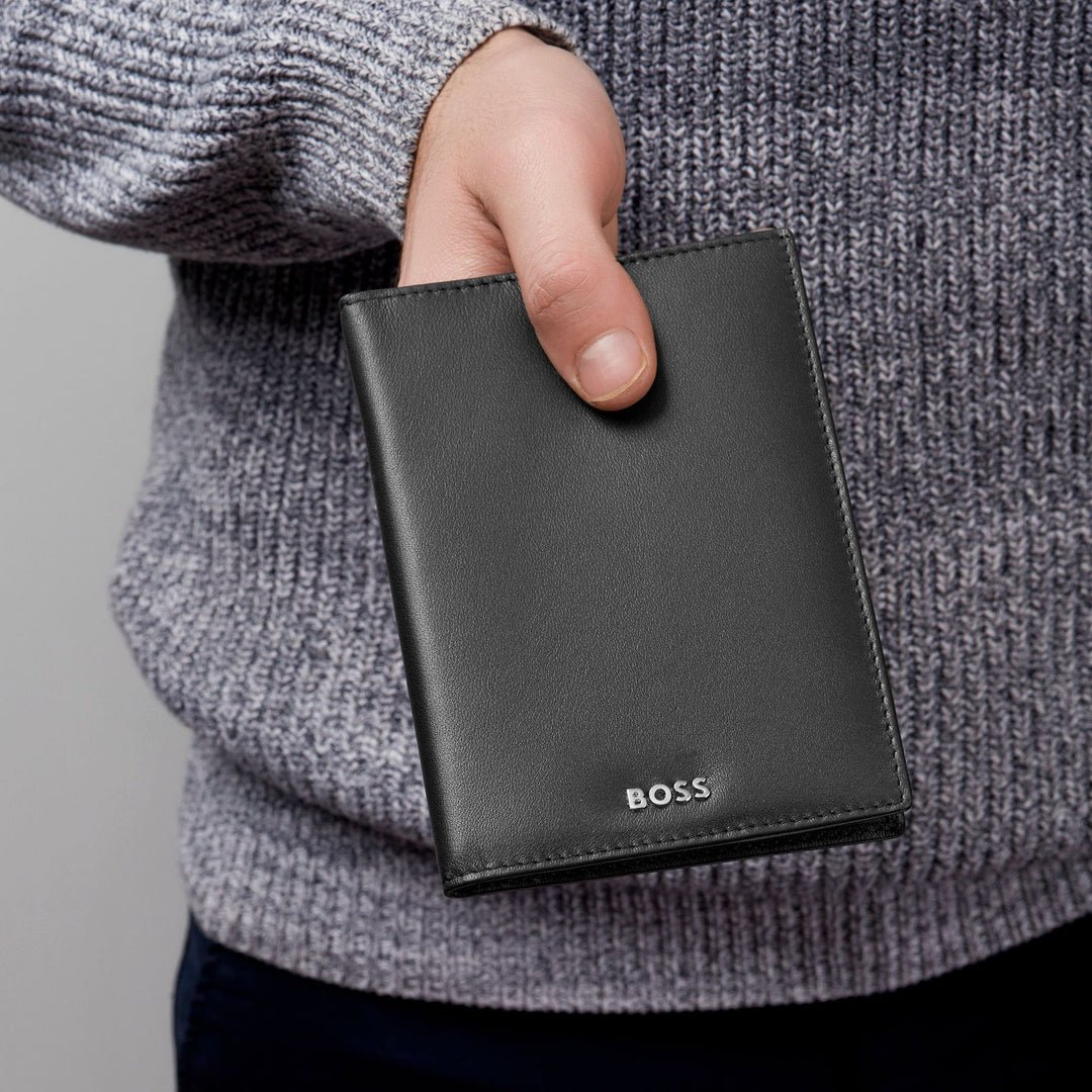 Hugo Boss Lodret pung med flap Classic Smooth Black HLO403A