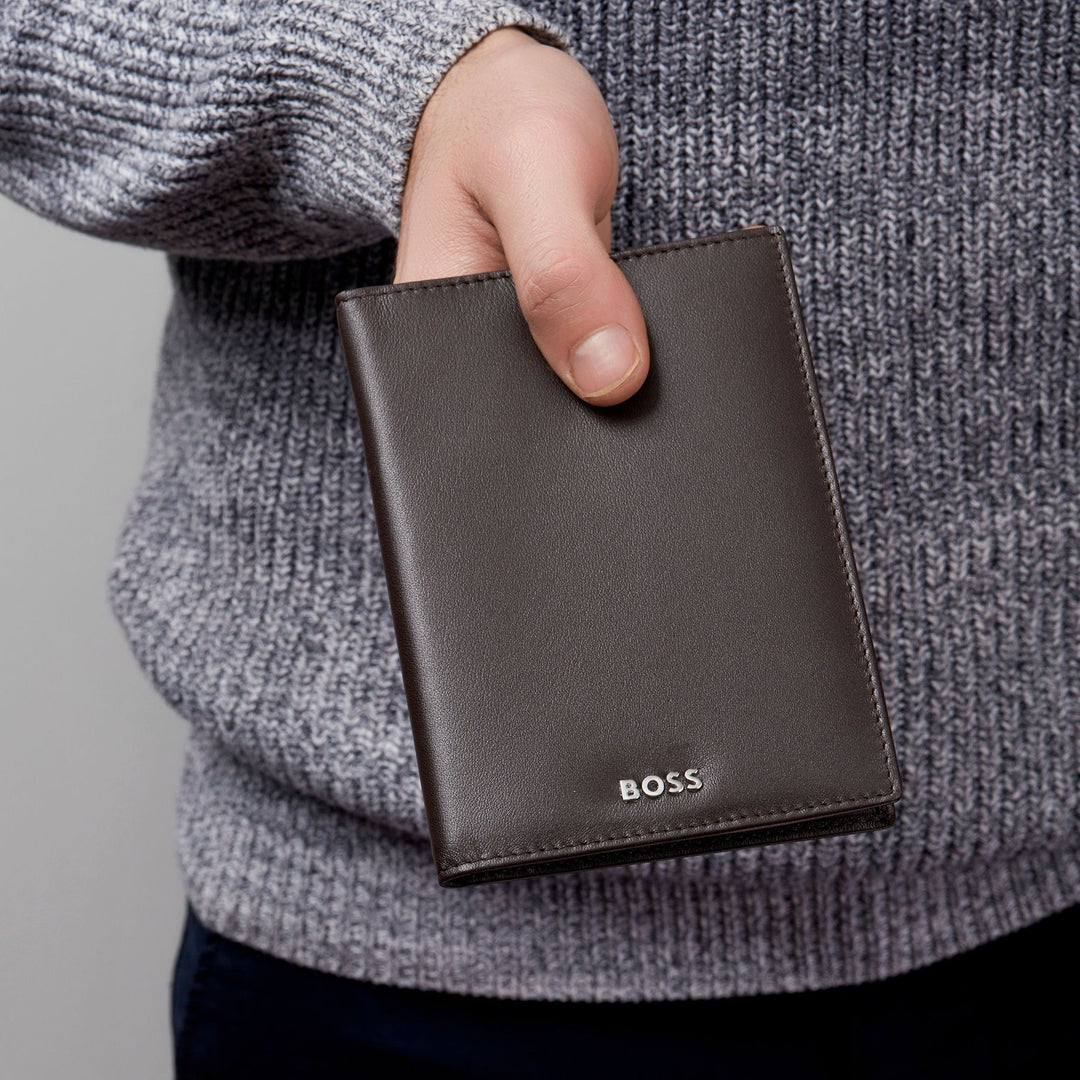 Hugo Boss Vertikale Geldbörse mit Klappe Classic Smooth Brown HLO403Y