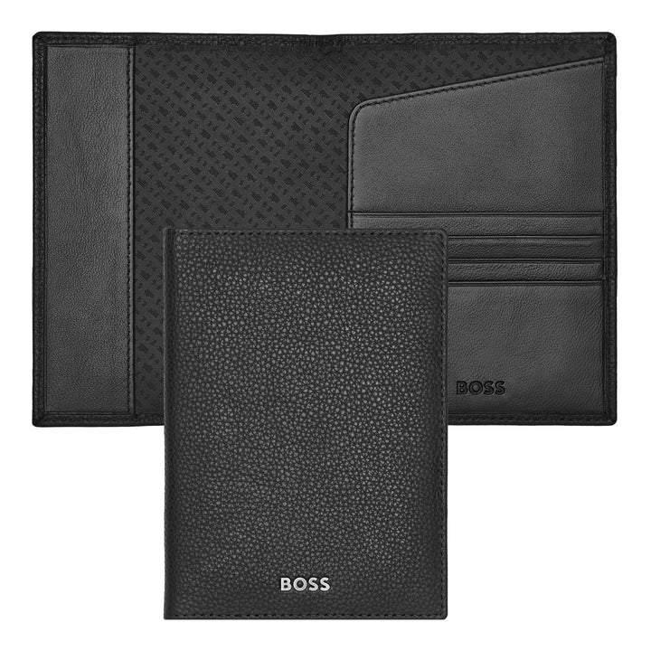 Hugo Boss Reisepasshülle Klassisch genarbtes Schwarz HLP416A
