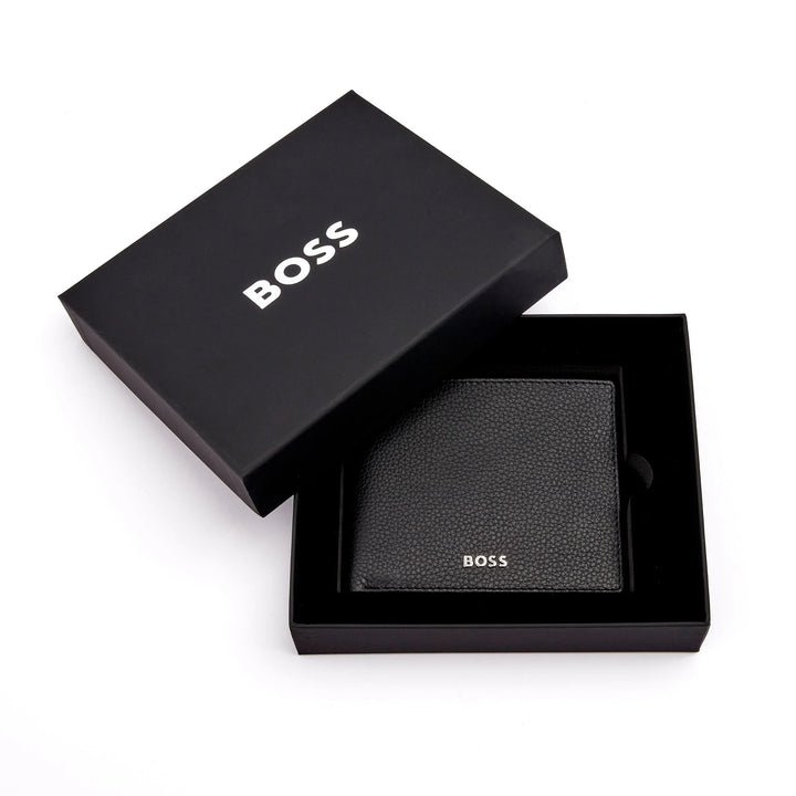 Hugo boss wallet with classic black grain granule hry416a