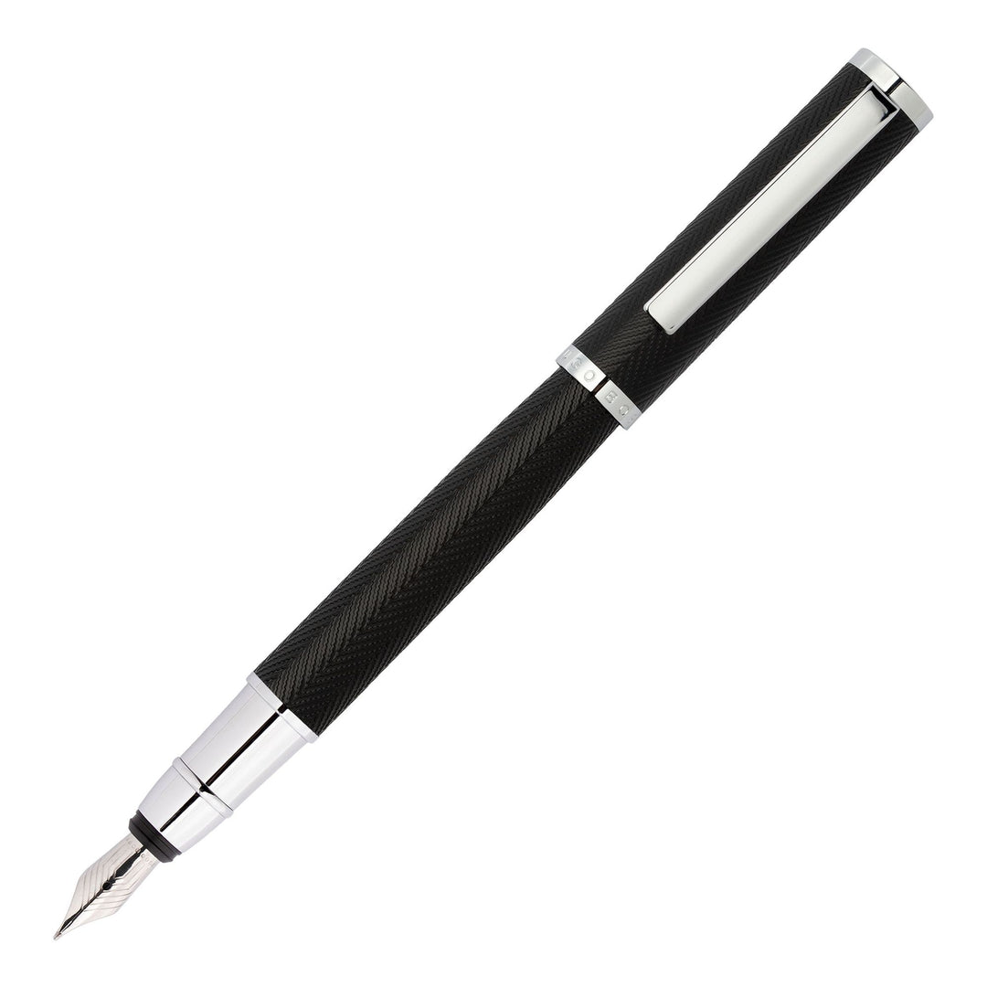 Hugo Boss Formation Herringbone Chrome Fountain Pen HSI1062B