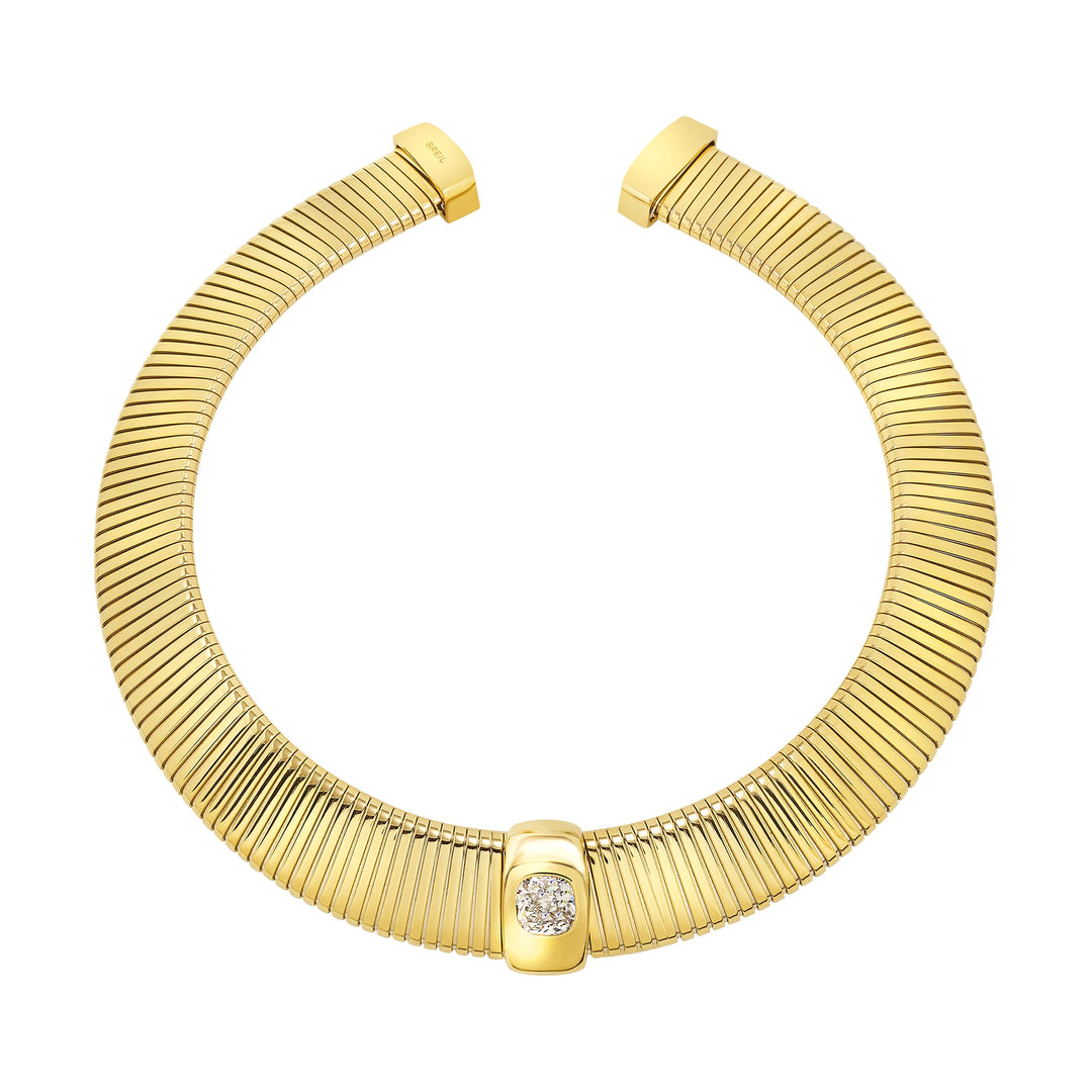Breil Stylize choker halskæde i stål IP guld finish cubic zirconia TJ4049