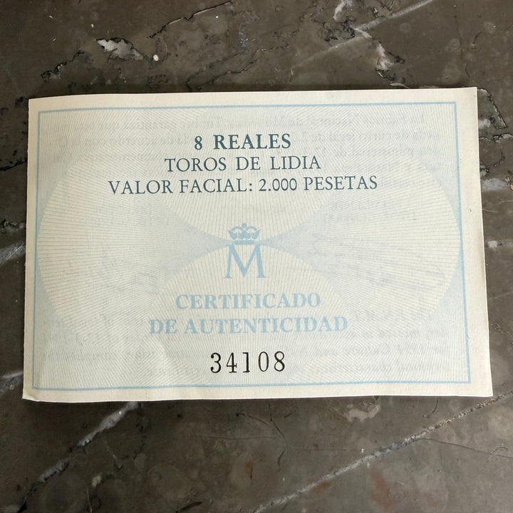 Sølvmønt 8 Reales Toros de Lidia Cultura y Naturaleza