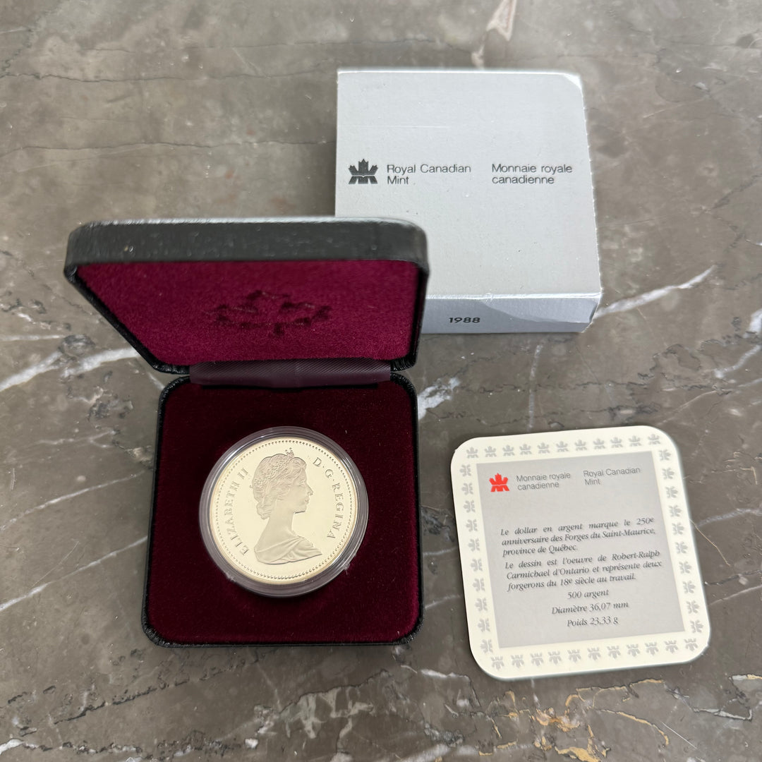 1 canadisk dollar 1988 Les Forges du Saint-Maurice Ironworks sølvmønt