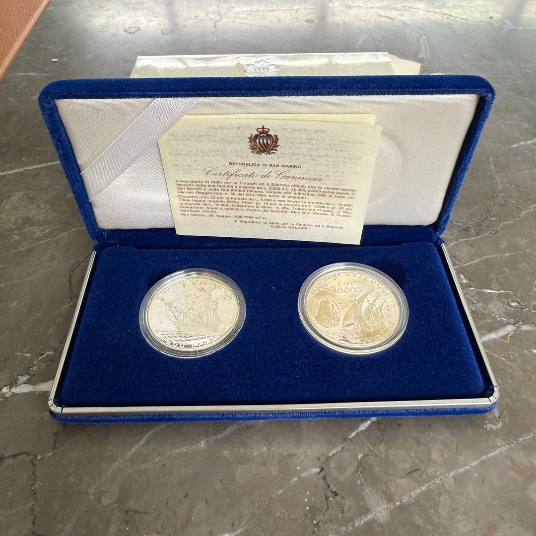 Silbermünzen 5000 10000 Lire Republik San Marino Amerigo Vespucci 1995