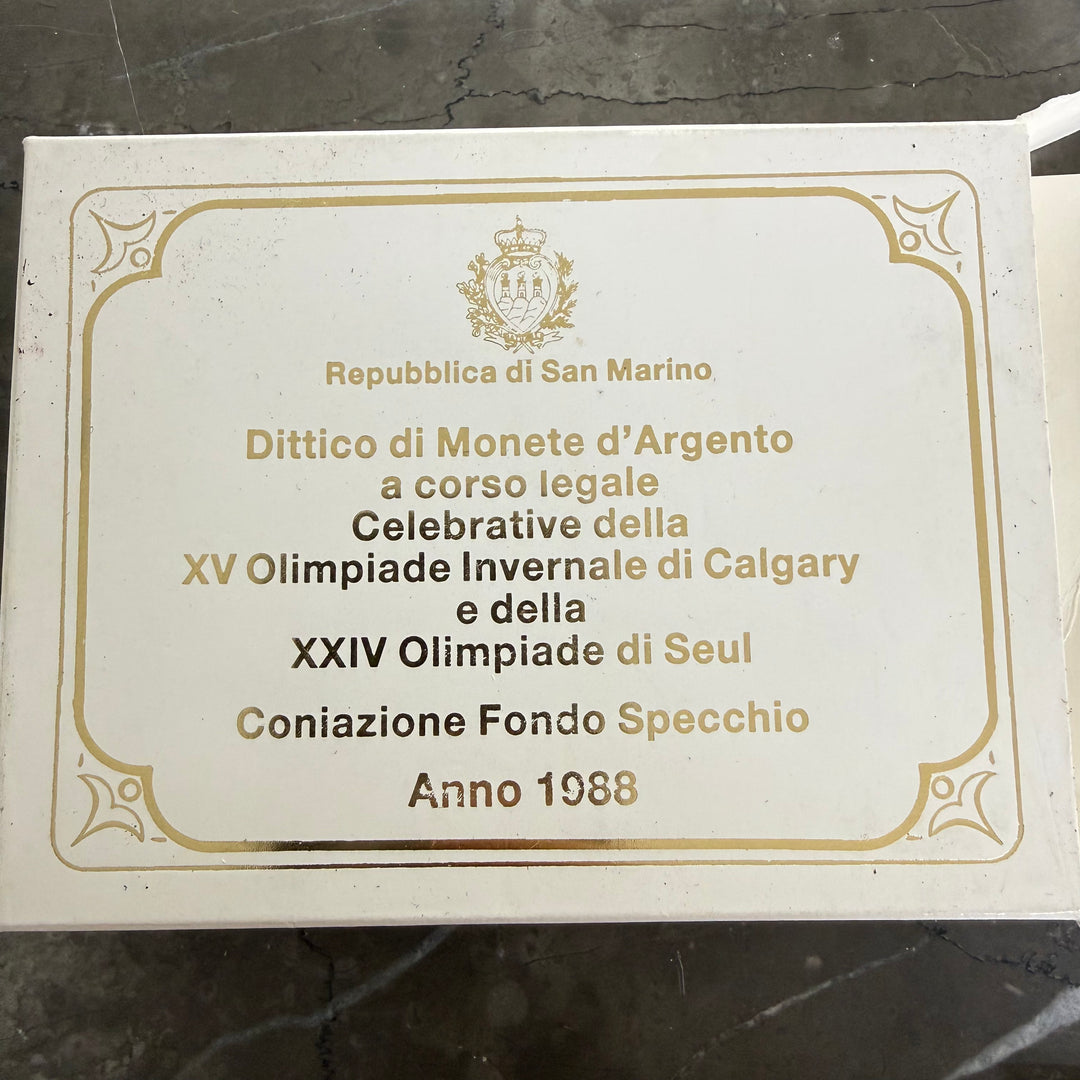 Sølvmønter Republikken San Marino XV Calgary Vinter-OL og XXIV Seoul-OL 1988