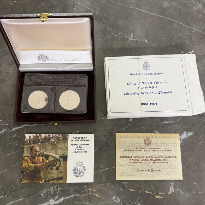 Sølvmønter 500 1000 Lire Republikken San Marino XXIII OL 1984