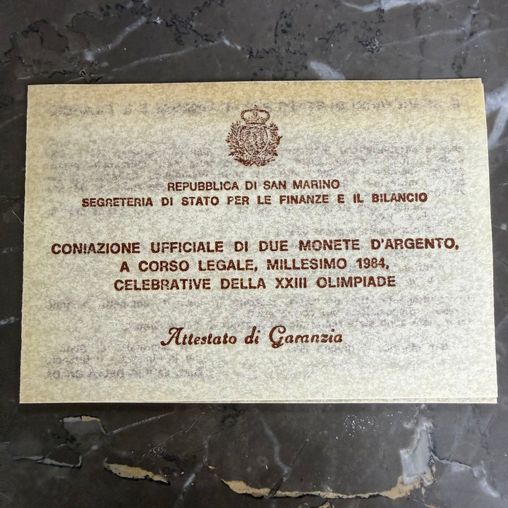 Sølvmønter 500 1000 Lire Republikken San Marino XXIII OL 1984