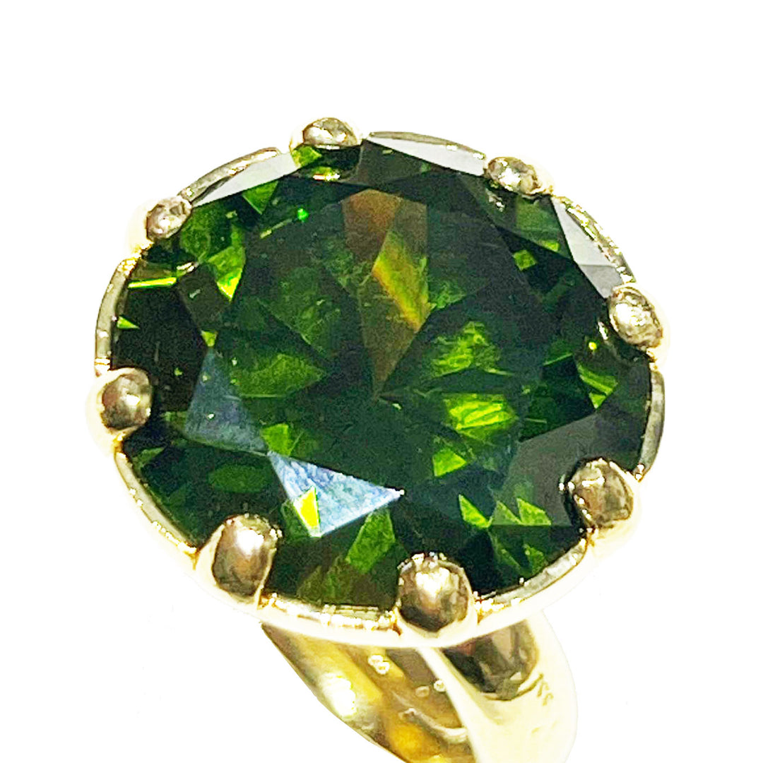 Federica Rossi Cocktail ring bronze PVD finish 18kt gold green crystal FR.AN.01