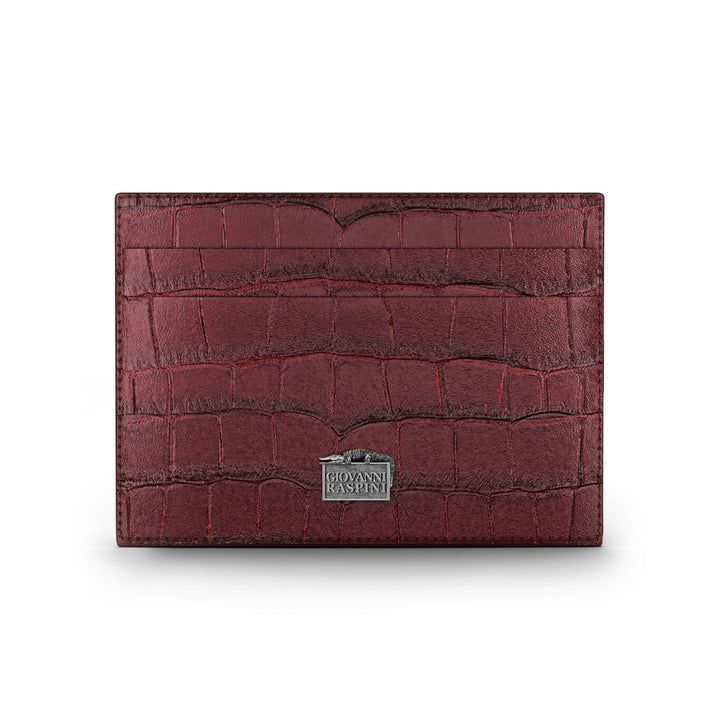 Giovanni Raspini bordeaux kroko læder kortholder 925 sølv L0029