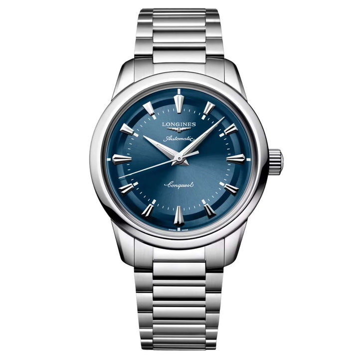 Longines Conquest Heritage 38 mm blå automatisk stålur L1.649.4.92.6