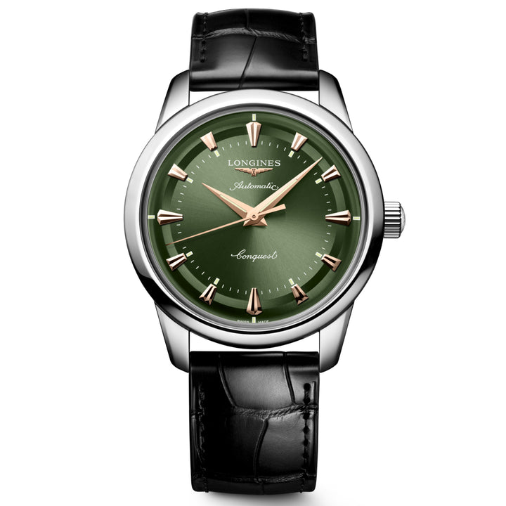 Longines Conquest Heritage 40 mm grønt automatisk stålur L1.650.4.02.2