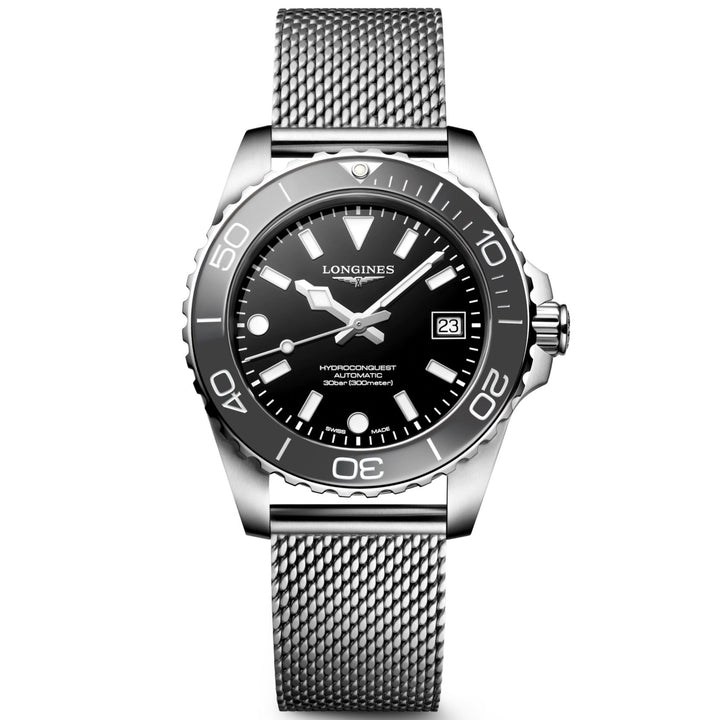 Longines Hydroconquest 42mm sort automatisk stålur L3.788.4.70.6