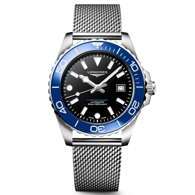 Longines Hydroconquest 42mm sort automatisk stålur L3.788.4.90.6