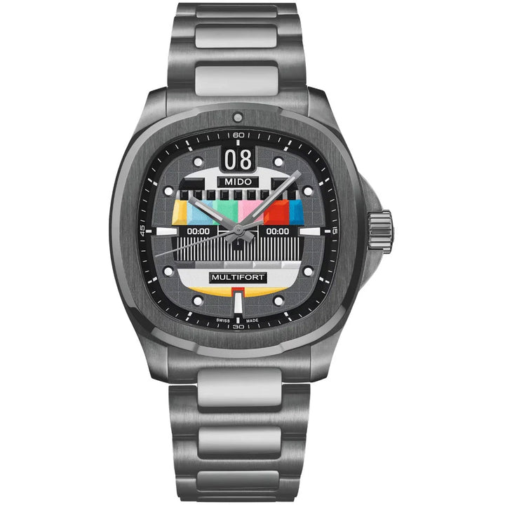 Mido Uhr Multifort TV Big Date S01E02 40 mm Automatik grauer Stahl anthrazit PVD-Finish M049.526.33.081.01