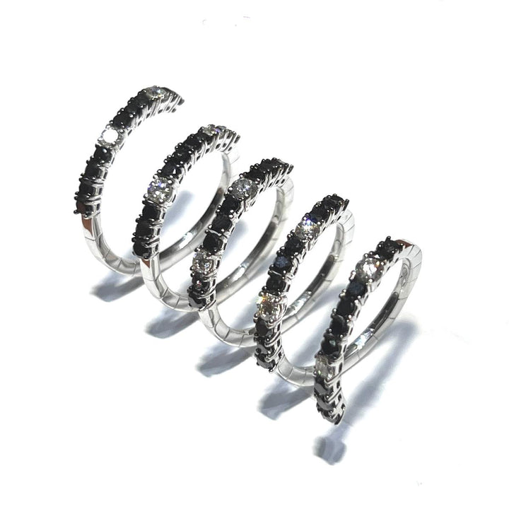 Sidalo Spirale Ring 18kt Weißgold, weiße und schwarze Diamanten M 5043-BN