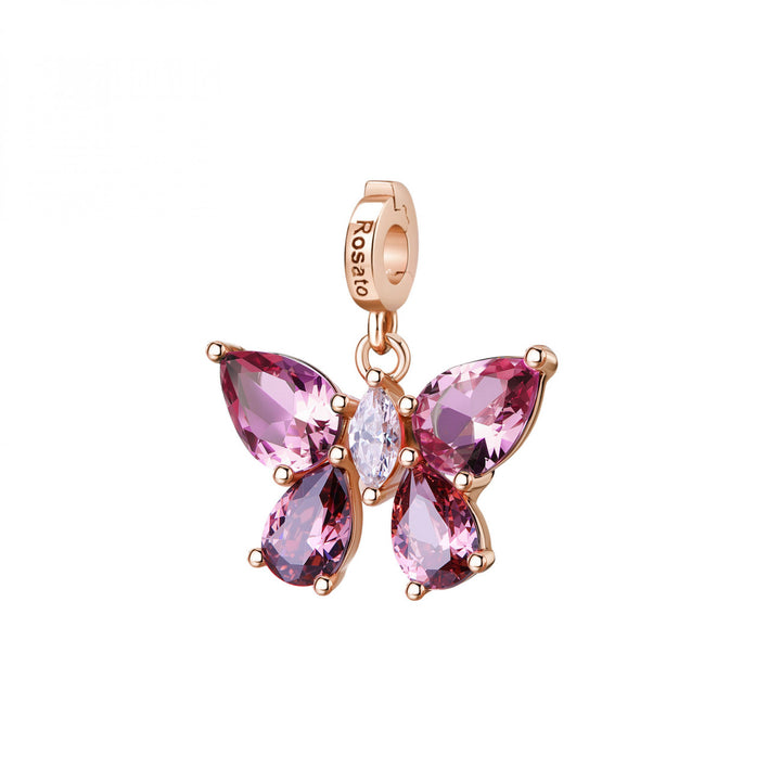 Rosato Rebirth Butterfly charm vedhæng til Fondazione Veronesi 925 sølv PVD rosa guld finish cubic zirconia RZLE089