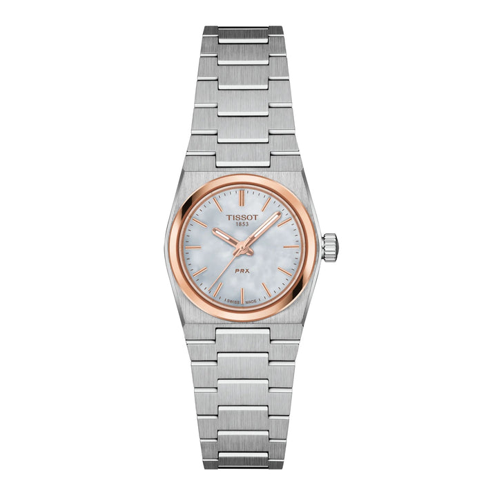 Tissot Uhr PRX 25 mm Perlmutt Quarzstahl PVD-Finish Roségold T137.010.21.111.00