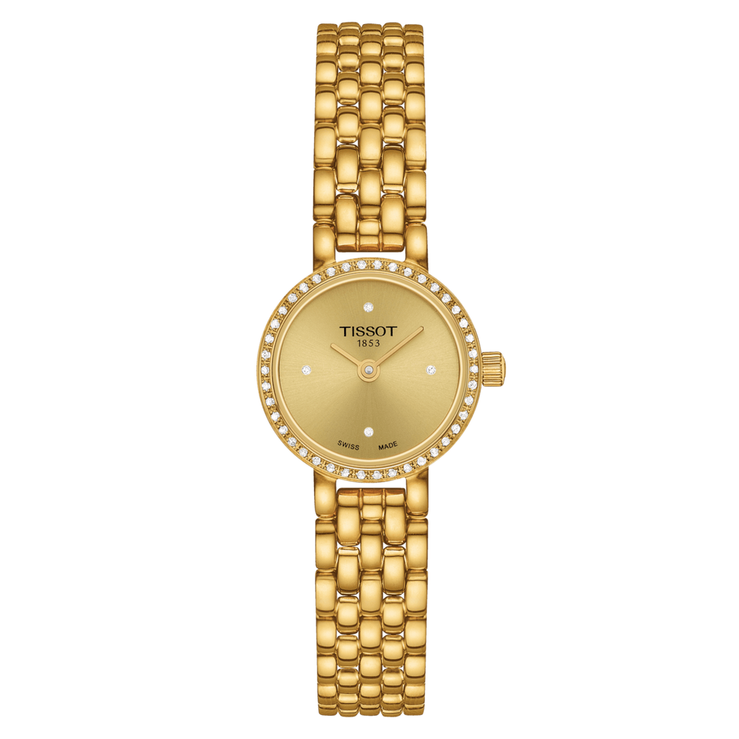 Tissot Watch Lovely Round 19,5 mm Champagne Diamond Quartz Steel Finish PVD Gold Gold T140,009.63.026.00