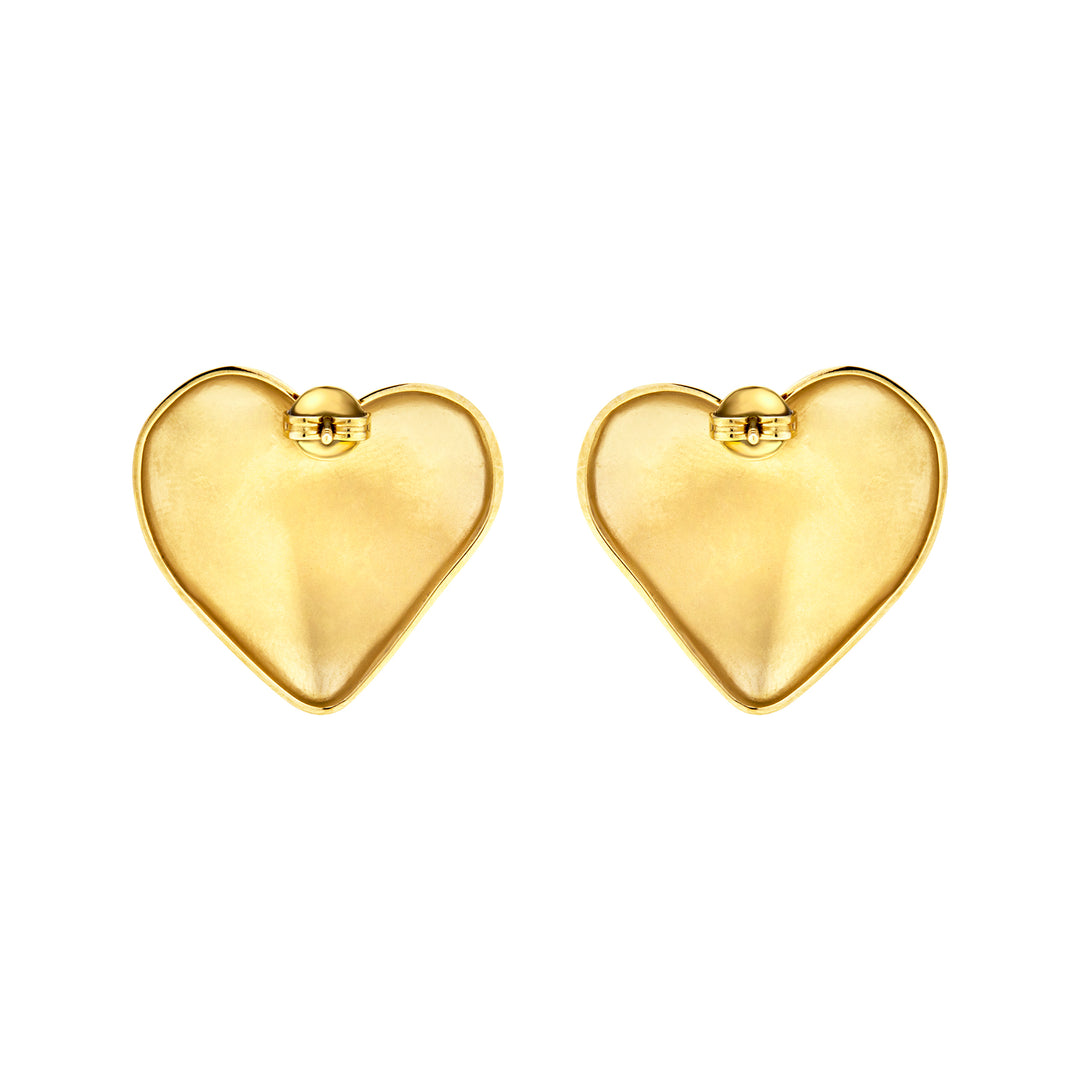 Breil Big Heart Lobe Earrings Steel Finish IP Gold TJ3692