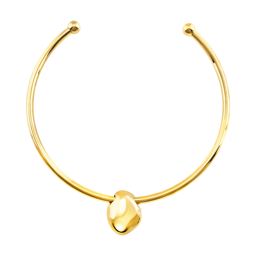 Breil Petra styv choker stål PVD finish 14K guldgrön aventurin TJ4242