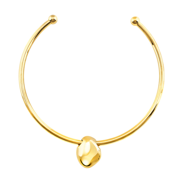 Breil Petra styv choker stål PVD finish 14K guldgrön aventurin TJ4242