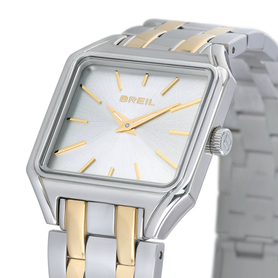 Breil Watch B 27x26mm Silver Quartz Steel afslutter PVD Yellow Gold TW2071