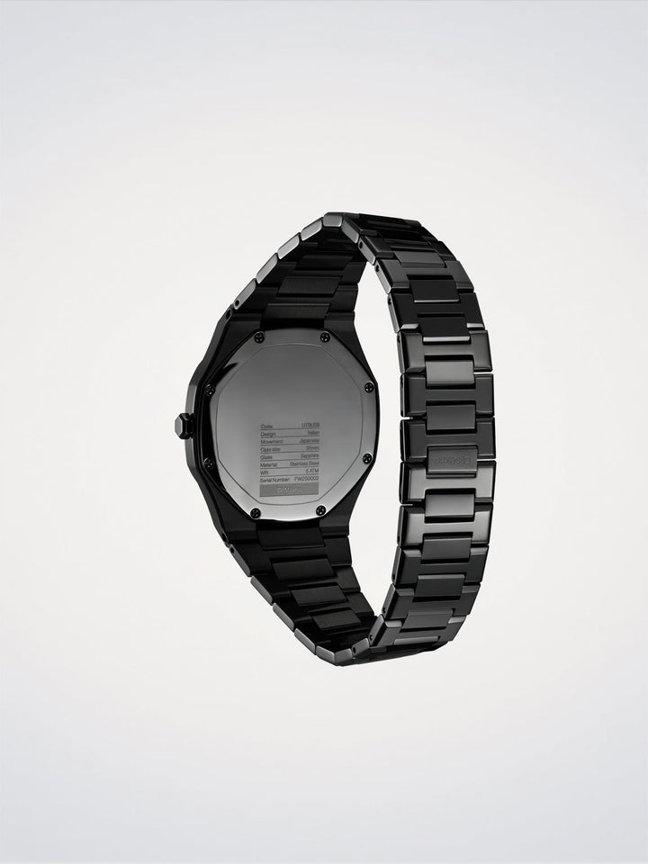 D1 Milano Schwarzer Spiegel, ultradünn, 38 mm, D1-UTBU09