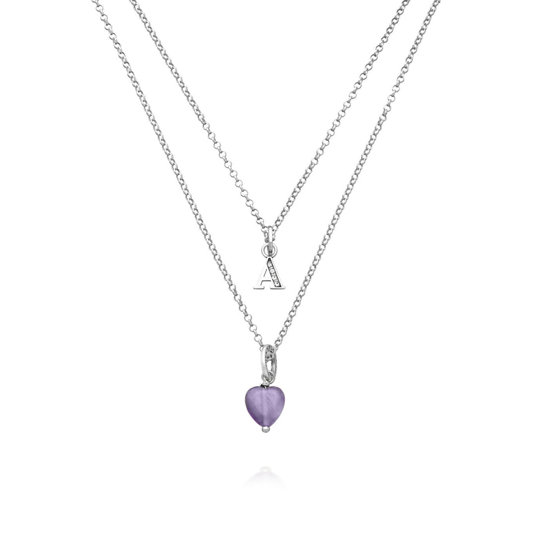 Giovanni Raspini Halskette kostbarer Geschenkbrief an Halskette aus 925er Silber, Amethyst und Zirkonen X01494