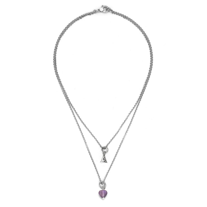 Giovanni Raspini Halskette kostbarer Geschenkbrief an Halskette aus 925er Silber, Amethyst und Zirkonen X01494