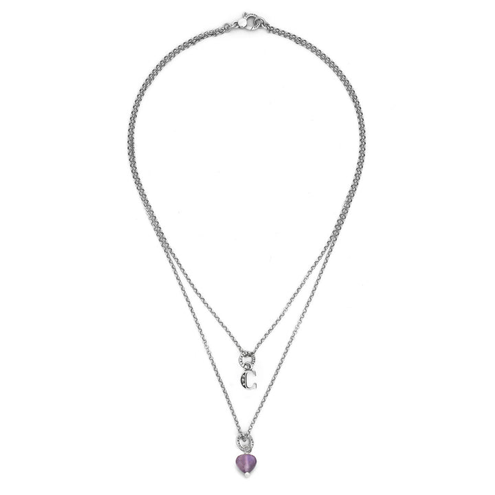 Giovanni Raspini Halskette kostbares Geschenk Buchstabe C Halskette aus 925er Silber, Amethyst und Zirkonen X01492
