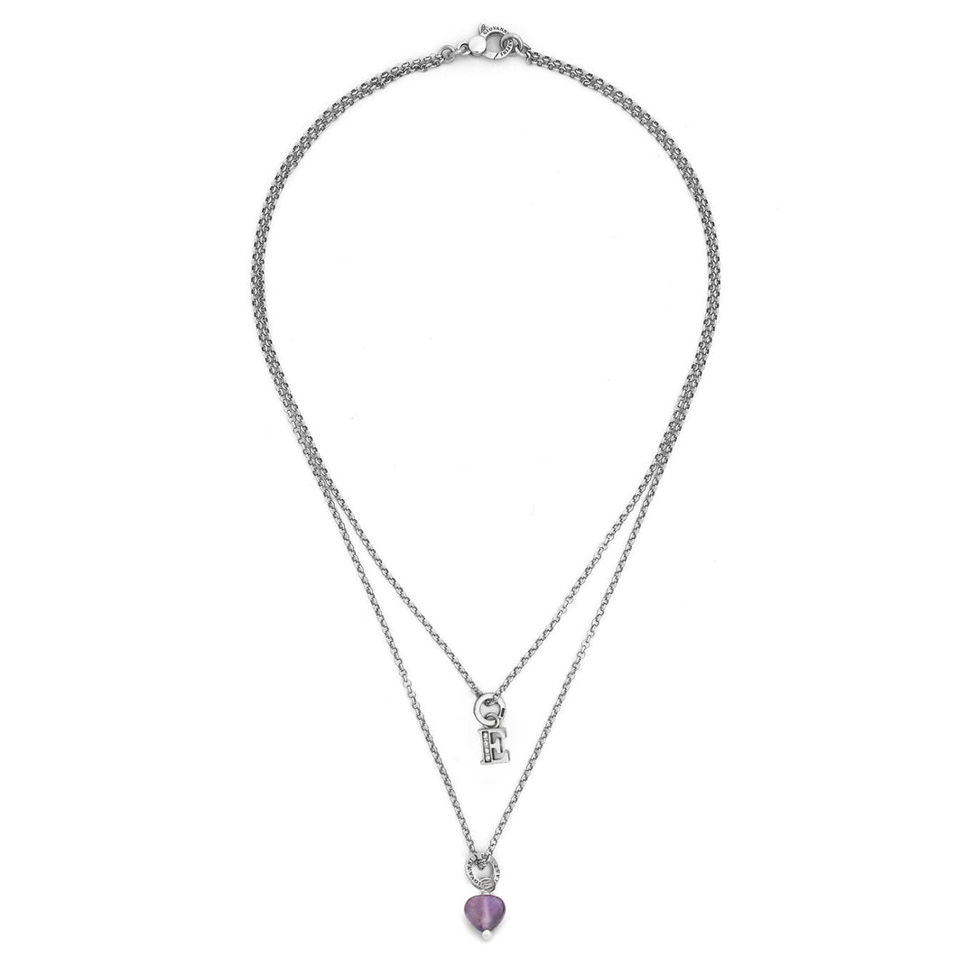 Giovanni Raspini Halskette, kostbarer Geschenkbrief und Halskette aus 925er Silber, Amethyst und Zirkonen X01490