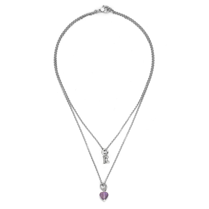 Giovanni Raspini Halskette, kostbarer Geschenkbrief und Halskette aus 925er Silber, Amethyst und Zirkonen X01490