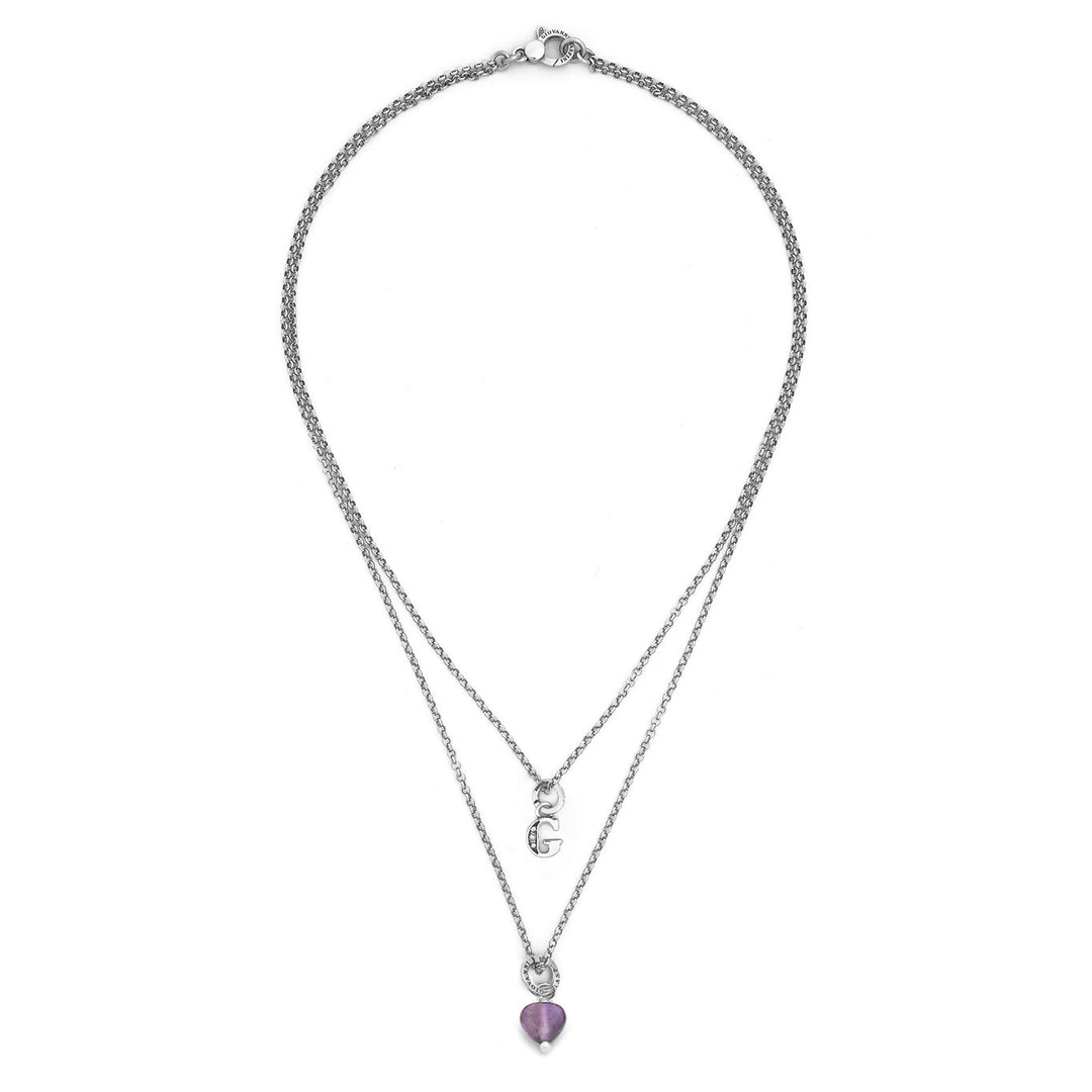 Giovanni Raspini Halskette, kostbares Geschenk, Buchstabe g. Halskette aus 925er Silber, Amethyst und Zirkonen X01488