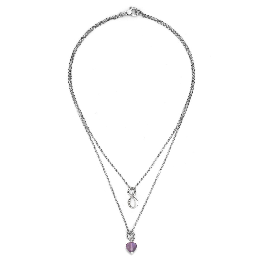 Giovanni Raspini Halskette kostbares Geschenk Buchstabe o Halskette aus 925er Silber, Amethyst und Zirkonen X01480