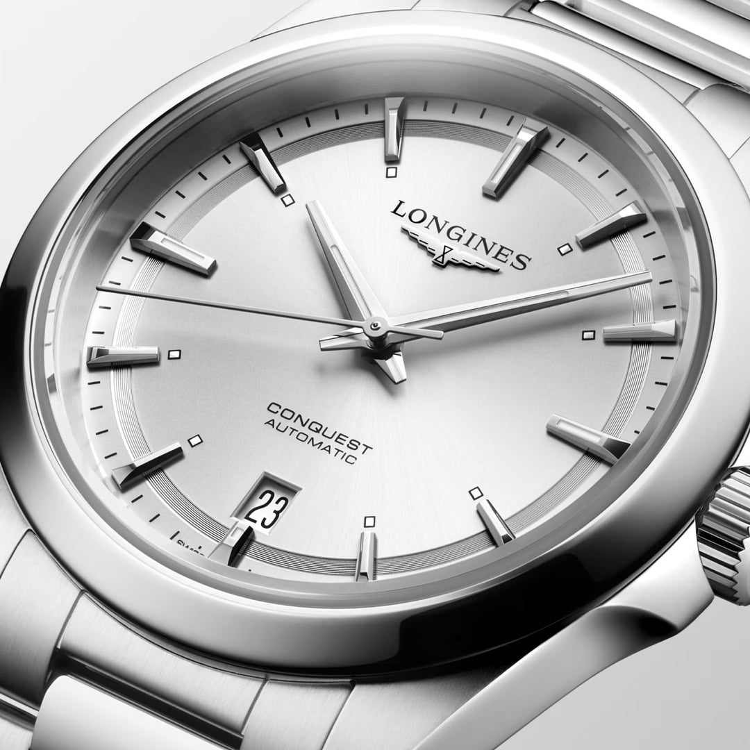 Longines Conquest 38mm sølv automatisk stålur L3.720.4.72.6