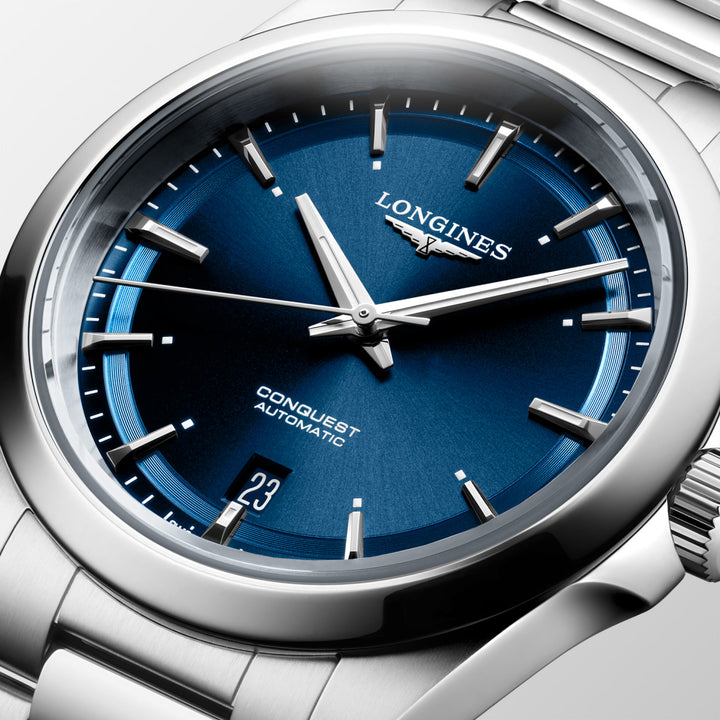 Longines Conquest 38mm blå automatisk stålur L3.720.4.92.6