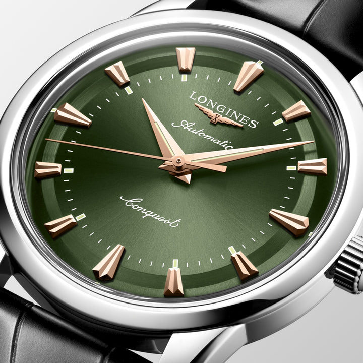 Longines Conquest Heritage 40 mm grønt automatisk stålur L1.650.4.02.2