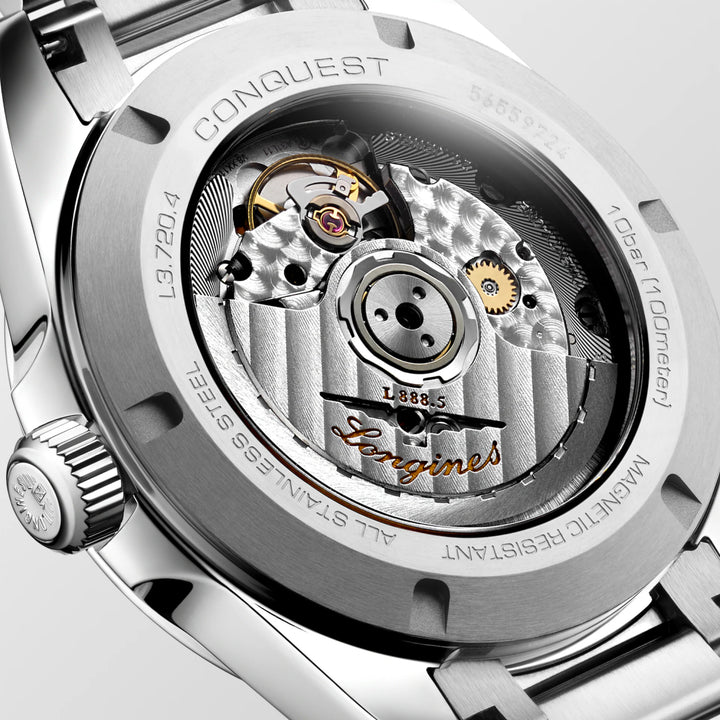 Longines Conquest 38mm sølv automatisk stålur L3.720.4.72.6