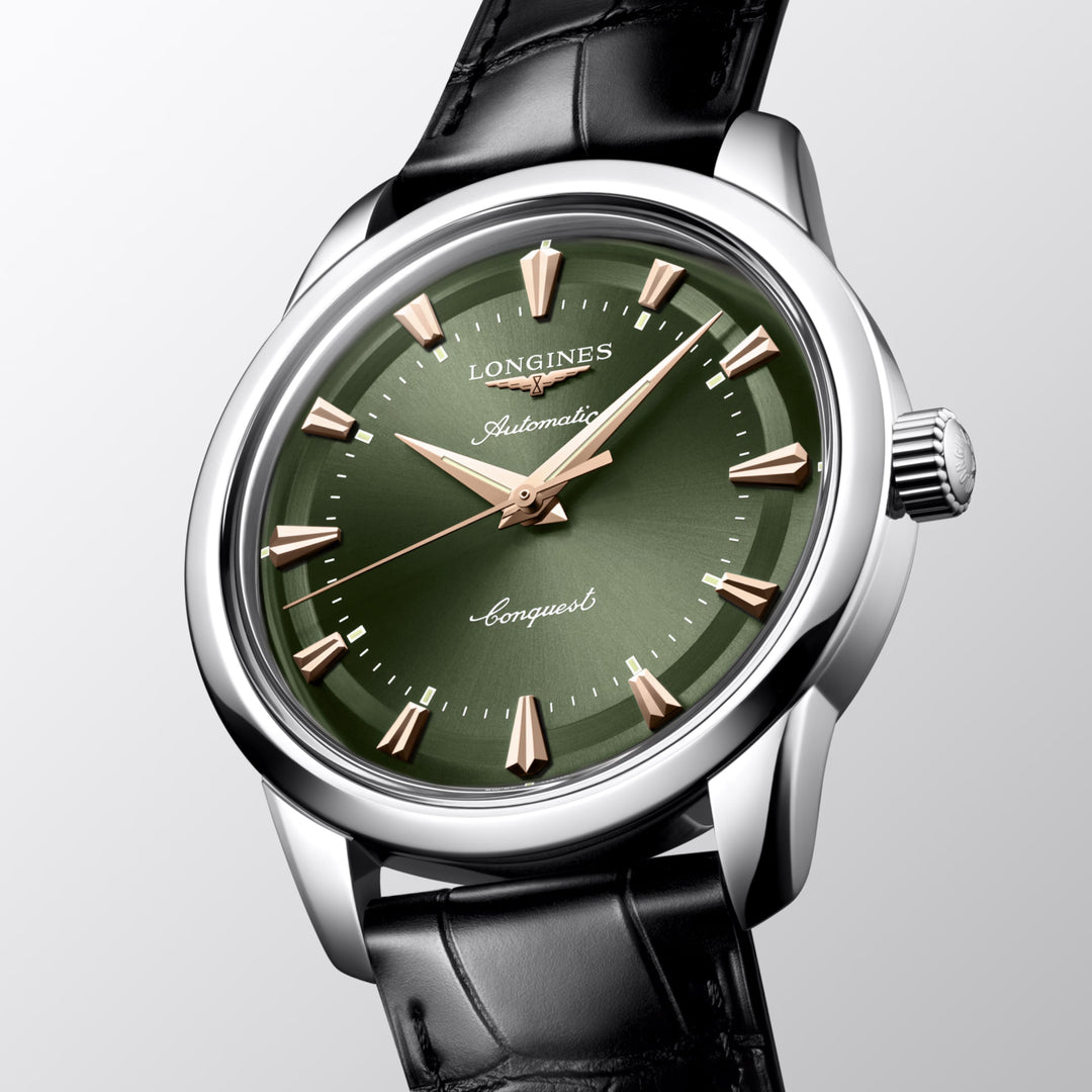 Longines Conquest Heritage 40 mm grønt automatisk stålur L1.650.4.02.2