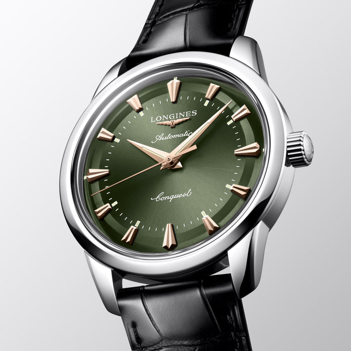 Longines Conquest Heritage 40 mm grønt automatisk stålur L1.650.4.02.2