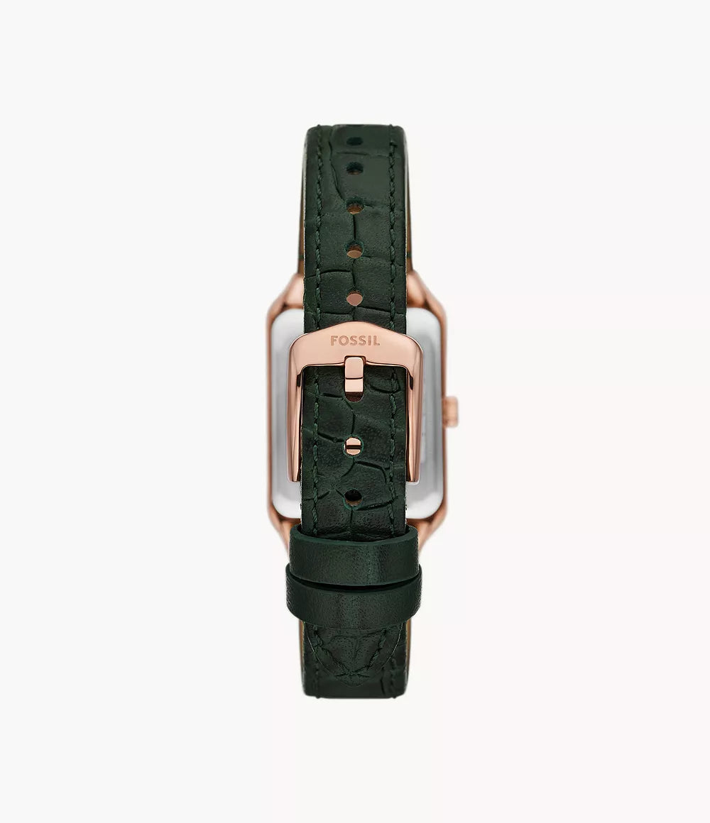 Fossil Watch Raquel 23mm Green Quartz Steel Finish PVD Gold Pink ES5366