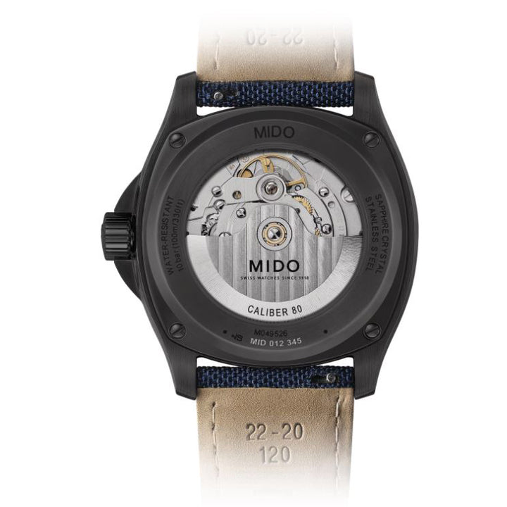 Mido watch Multifort TV Big Date 39x40mm blue automatic steel black PVD finish M049.526.37.041.00