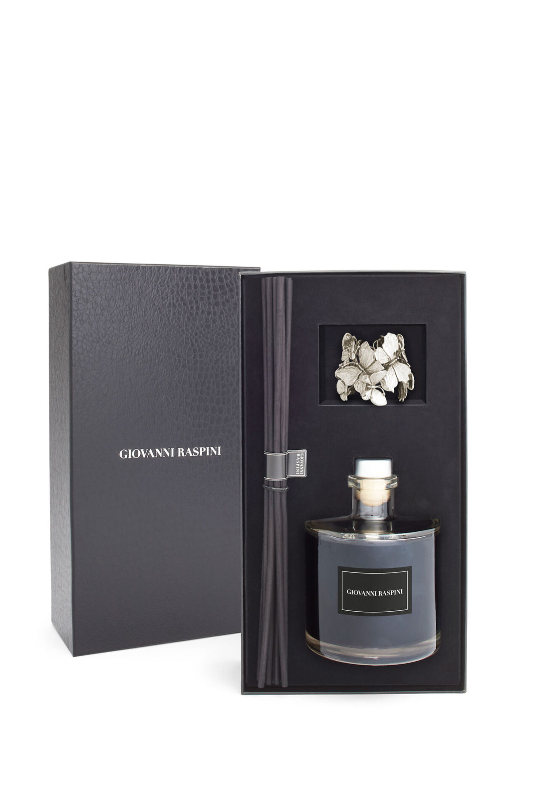 Giovanni Raspini Farfalle Diffuser - Nero Divino hemdoft med vit bronsdekoration - XB0102