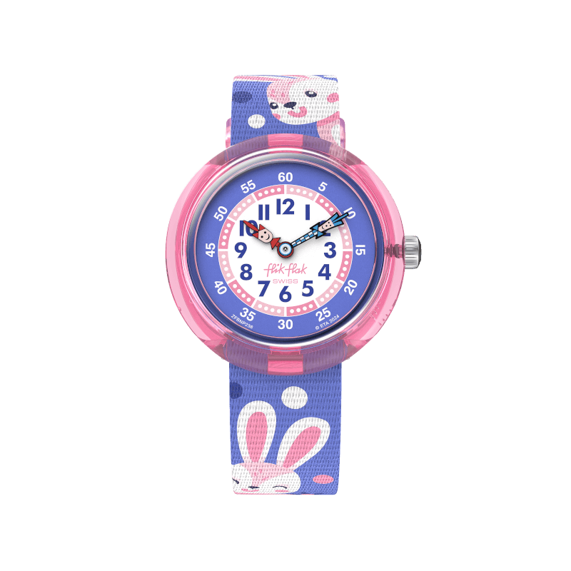 FliK Flak Peek-A-Bunny Friends Fur-Ever 32mm FBNP236 Watch