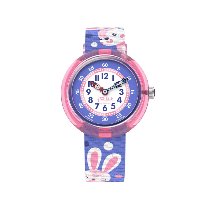 FliK Flak Peek-A-Bunny Friends Fur-Ever 32mm FBNP236 Watch