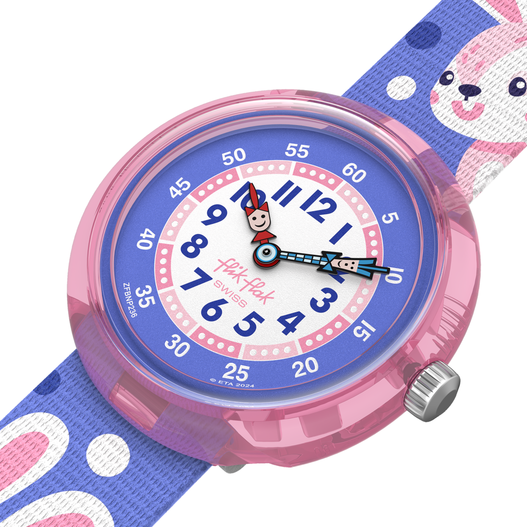 FliK Flak Peek-A-Bunny Friends Fur-Ever 32mm FBNP236 Watch